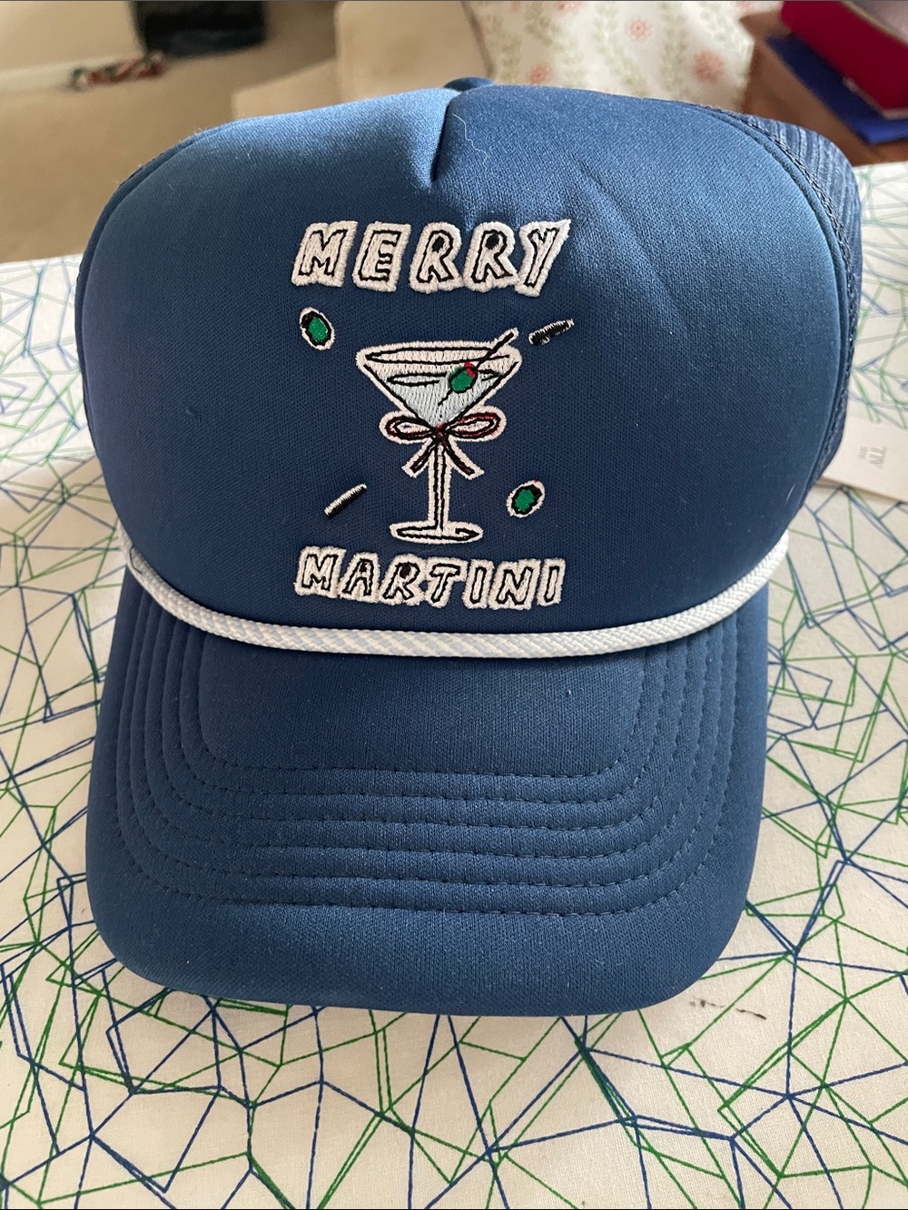 NWT- Anthropologie Merry Martini Embroidered Trucker Hat